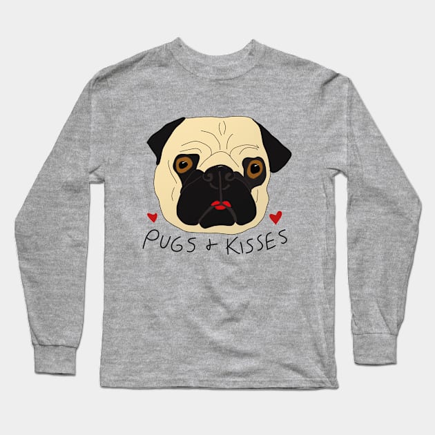 Pugs and Kisses Long Sleeve T-Shirt by TheNerdyPug